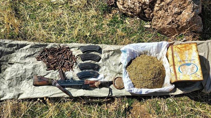 Terör örgütü PKK’ya yönelik operasyonda silah ve uyuşturucu ele geçirildi