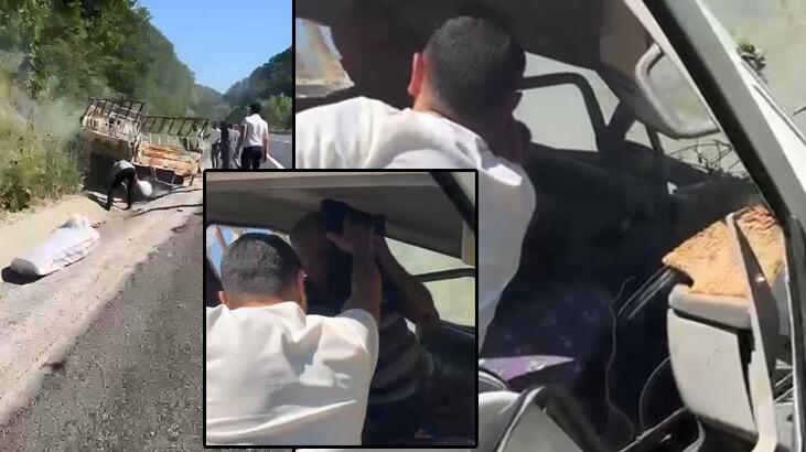 Tesadüfen oradan geçti, sürücünün hayatını kurtardı