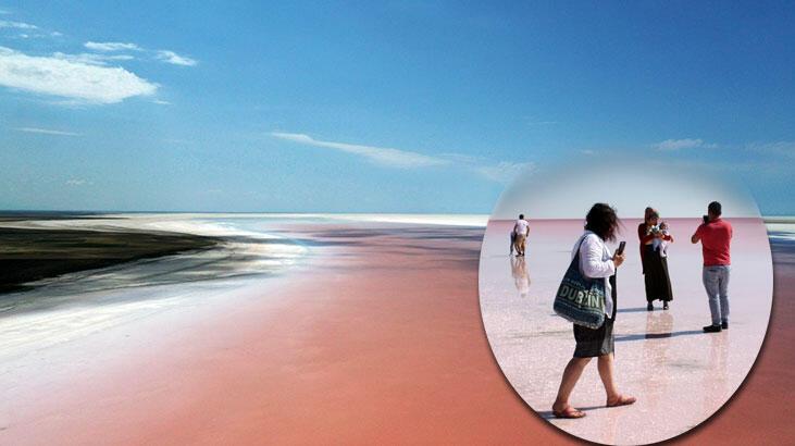 Tuz Gölü pembe renge büründü! Görenler inanamadı