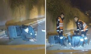 Veteriner, hırsız sandığı motosikletliye otomobiliyle çarptı